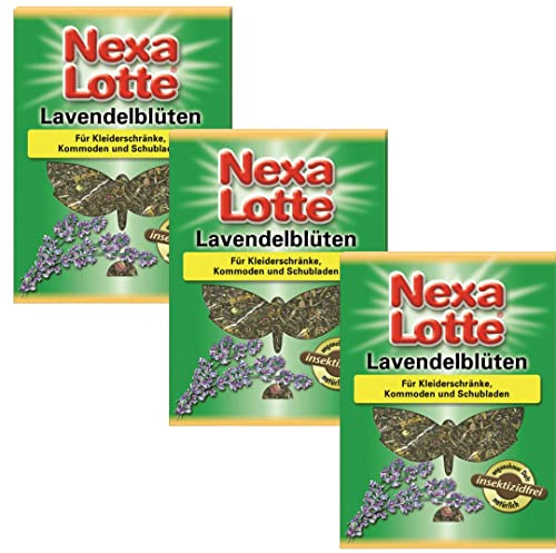 TMPpro Nexa Lotte Lavendelblüten für Kleiderschränke, natürlicher Schutz vor Insekten ohne Insektizide, Düfte gegen Ungeziefer, Marktführer für den Privaten Haushalt, Inhalt 3 Beutel auch zum Hängen