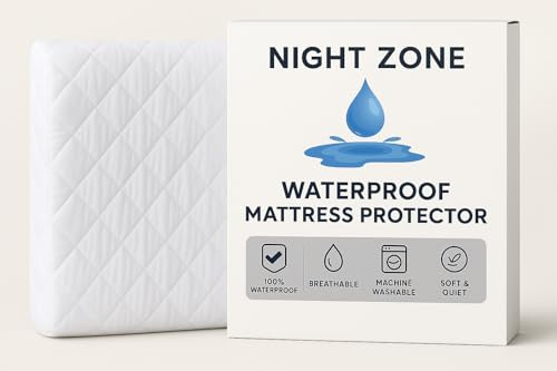 Night Zone Mattress Protector Waterproof Quilted Mattress Protectors Super Soft Cosy Anti Allergy Fitted Mattress Protectors (4FT(Double))