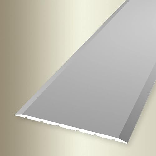 PROVISTON | Profil de transition | Largeur : 80 mm | Hauteur : 0-99 mm | Longueur : 1000 mm | Aluminium anodisé | Lisse | Argent | Autocollant