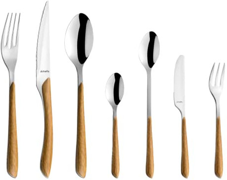 Amefa Eclat Nature - Set de couverts 26 pièces pour 4 personnes - Wood Look