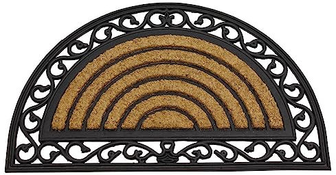 Trendi® Karina Heavy Duty Rubber Coir Door Mat/Brown/ 45x75 cm/Outdoor Door Mat/Non-Slip/Safety Mat (Half Moon)