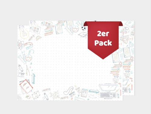 Friendly Fox Back to School Schreibtischunterlage Papier, XXL Notizblock DIN A2 zum Abreißen, Mal- und Schreibunterlage, Schreibtischunterlage Kinder (Doppelpack)