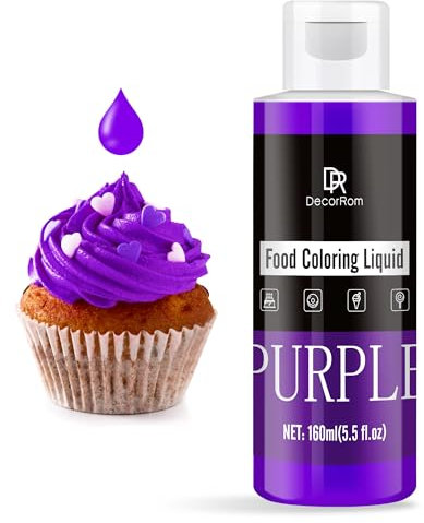 Lebensmittelfarbe - 160ml Flüssige Konzentrierte Lebensmittel Farben für Kuchen Dekoration, Backen, Kekse, Macaron - Zuckerfrei Food Coloring für Getränken, Tortendeko, DIY Slime, Osterei (Lila)