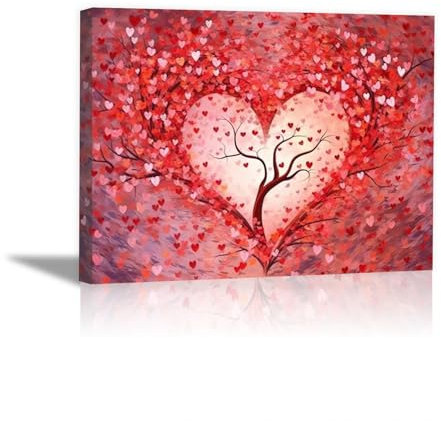 JOSUE Albero Della Vita Quadri Camera Da Letto Su Tela, Bosco Autunnale Rosso Quadri Decorazione soggiorno caffetteria decorazione della casa -40x60cm Incorniciato