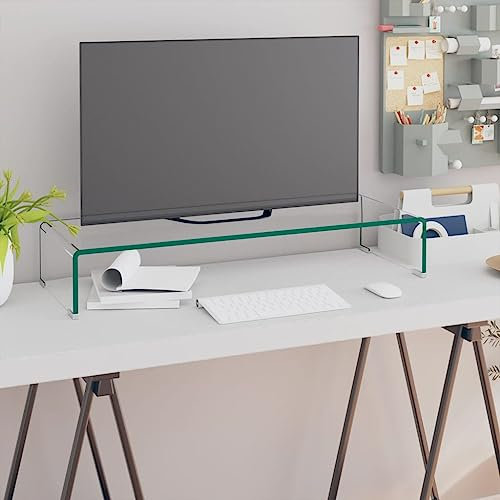 DYRJDJWIDHW supporto tv,mobile porta tv,tv portatile,supporto tv da tavolo,MobileRialzo Porta TV in Vetro Trasparente 80x30x13 cmcarrello con ruote,mobile tv moderno,porta tv,