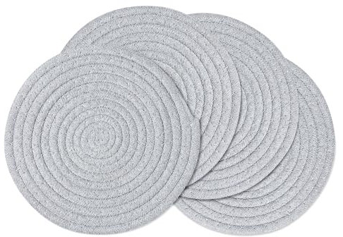 fanquare Weihnachten Platzsets, Runde Geflochtene Tischsets aus Baumwolle, rutschfeste Waschbare Hitzebeständig Platzsets für Esstisch Küche, 4er Set, 30cm