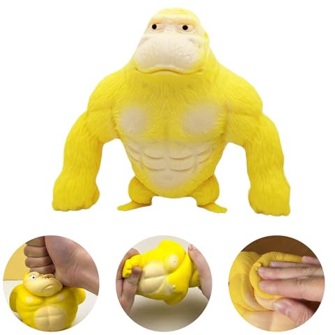 DGUSO Gorilla Stressabbau Spielzeug 1 Stück Reizbarkeits Gorilla Spielzeug(13*11cm) Latex Monkey Gorilla Toys,Gelb Gorilla-Figur zum Stressabbau ,Gelb,Stress Abbauen für Kinder Erwachsene