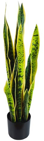 Piante Finte Interno, Piante Artificiali da Esterno realistiche, con vaso incluso, pianta finta, materiale plastico realistico al tatto, adatto per tutti gli ambienti (SANSEVERIA CM 80)