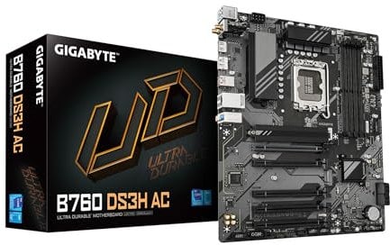 GIGABYTE B760 DS3H AC (rev. 1.0/1.1) LGA 1700 Intel B760 ATX Motherboard with DDR5, 2* M.2, PCIe 4.0, USB 3.2 Gen 2 Type-C, GbE LAN, Q-Flash Plus, PCIe EZ-Latch