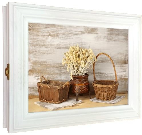 Cer-Plast Schlüsselkasten aus Holz Hängeschrank mit Schlüsselbrett Wandorganizer für Schlüsselaufbewahrungm Schlüsselschrank Vintage-Optik Holzschlüsselbox