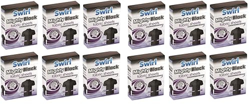 Revives Mighty Black Fabric Dye Sheets - Restore Black and Dark Colors - Pack of 12 by Swirl (12)