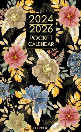 Pocket Calendar 2024-2026 for Purse: Two Year and Half Monthly Planner | 30 Month from July 2024 to December 2026 | Flower Cover