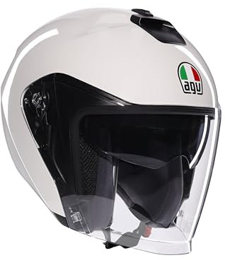 AGV - IRIDES E2206, Motorrad Jet-Helmet, Unisex, Helm mit Kratzfestes Visier mit UV-Schutz, Materia White, M