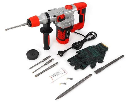 Elektrische Bohrmaschine 2200W, Schlagbohrmaschine und Meißelhammer Set für Zement, Wand und Boden. Robust und leistungsstark für professionelle und Heimwerker