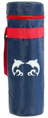 TIENDA EURASIA – Bolsa Termica Porta Alimentos | Bolsa Nevera | Azul y Rojo | Material Poliéster y Aluminio | Correa Ajustable | Aislamiento Térmico | Cremallera Resistente (2 Litros 12x35cm)