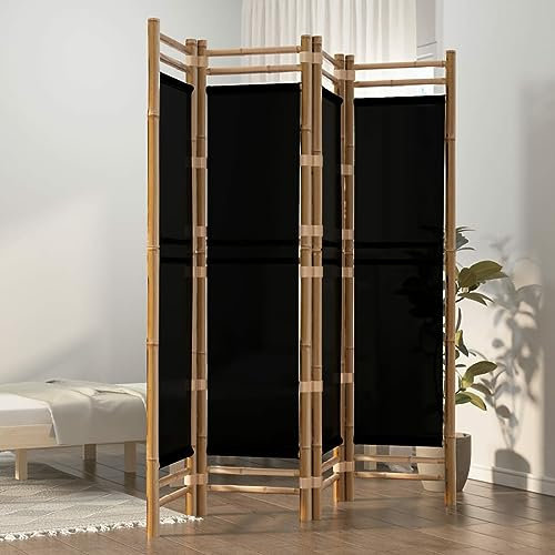 Juroupi 4-TLG. Paravent Faltbar 160 cm Paravent Outdoor Paravent Balkon Room Divider Raumteiler Trennwand Bambus und Canvas
