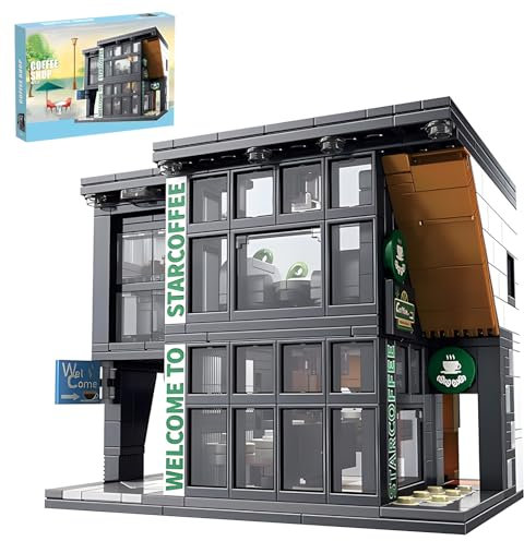 CSNRHG Coffee Shop Bausteine Spielzeug City Street View Architektur Modellset Geburtstag Alter 6+ Kinder Teens Erwachsene 581 Stücke