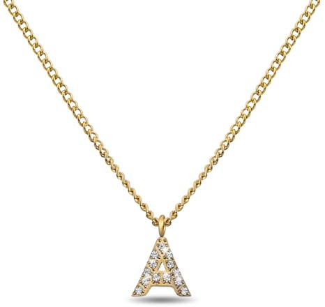 GD GOOD.designs Catena di lettere d'oro da donna I Collana placcata in oro 18 carati con iniziali in zirconi I Catena di lettere d'oro in acciaio inossidabile