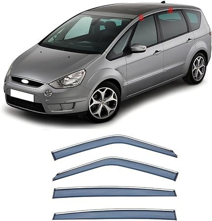 KNHCX Auto Windabweiser für Ford S-MAX 2009-2014,Hochwertiges Acryl Windabweisern Regenabweiser Vorne Hinten Autofenster Visier Tür Rauchabweiser Langlebig & Robust Wachen Abdeckung Zubehör