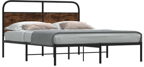 vidaXL Bettgestell ohne Matratze 160x200 cm Räuchereiche Holzwerkstoff, Schlafzimmermöbel, Doppelbett, Schlafzimmerbett, Bett, Bettrahmen