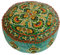 Grün Runder Pouf Ottomane mit Samt Stickerei – Weicher, Bestickter Bodenkissen mit Marokkanis Design, 60cm Durchmesser, ideal für Wohnzimmer, Schlafzimmer oder Meditationsraum