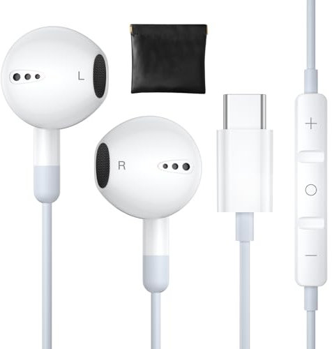 iPhone Kopfhörer mit Kabel, USB C Kopfhörer mit Kabel In Ear Typ C Ohrhörer für iPhone 16 Plus/16 Pro Max/16e mit Mikrofon und Lautstärkeregler, Kopfhörer USB C for Samsung Galaxy S25 S24 Ultra