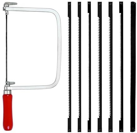 NCCHDZSW Scie à chantourner avec 7 lames de scie à chantourner réglable pour bois Scie à chantourner rotative à 360 degrés Scie à métaux pour métal et bois Coupe précise