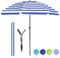 BelleMax Sonnenschirm Strand Windfest Stabil mit Bodenhülse & Schutzhülle 30° knickbar Sonnenschirm klein Rund Strandschirm Gartenschirm Marktschirm Sonnenschutz UV50+ Blaue weiße 180cm