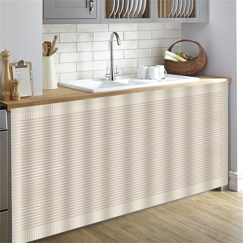 Highdi Schrankvorhang mit Klett, Schrank Vorhang Küche für Regal Selbstklebend Privatsphäre Schrankgardine für Küche, Kleiderschrank, Kommode (Beige 2,100 * 70cm)
