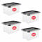 RelianceUK 24L Plastic Storage Boxes with Black Lids – Pack of 4 – Durable, Stackable & Nestable Storage Containers for Home, Garage, Office & School 24 Litres Storage Box