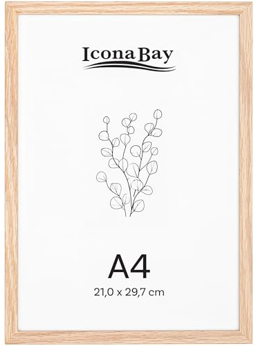 Icona Bay Bilderrahmen aus massivem Eichenholz – DIN A4 21 x 29,7 cm, Natur | Icona Bay Wood Collection – Rahmen Aus Echtholz Für Fotos, Dokumente, Zertifikate, Diplome – Nur Wandhalterung