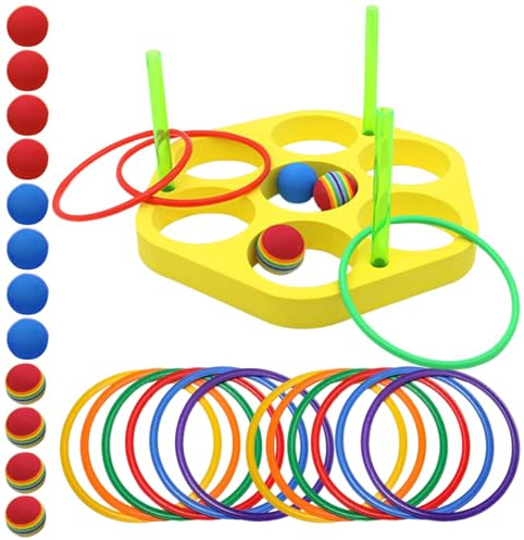 Ringwurfspiel für Pool | Schaumstoffringe zum Werfen mit Dreiecken und Bällen – Schwimmdreieck aus Schaumstoff mit Bällen und Geschicklichkeitsspielen für, Garten im Freien