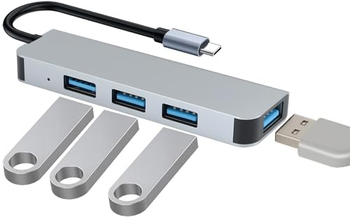 USB Hub, 4 USB, 5Gbps, 4 in 1 USB-Verteiler Kompatibel mit MacBook Pro und MacBook Air, Docking Station Kompatibel mit MacBook Adapter, Geschenke Geburtstagsgeschenk für Männer Papa