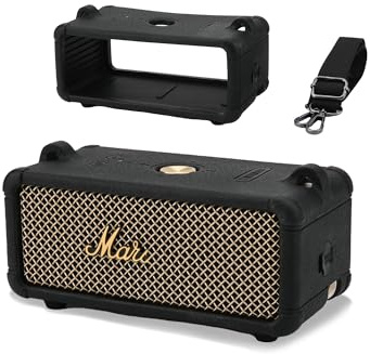 for Marshall Emberton III Bluetooth Speaker,daunke Soft Silicone Protective Cover,Full Protection,With Strap Straps,Black