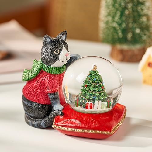 Christmas Xmas Decoration Gifts for Women Friend Daughter Girls Kids Granddaughter，Christmas Snow Globe Decoration(Cats & Xmas tree decs)