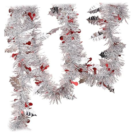 Nishiyuenyi Metallische Lametta Girlande, 1,8 M, für Kamin, Weihnachten