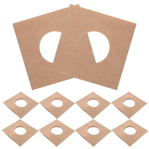 QUMIIRITY 10 Pcs Vinyl Record Sleeves Kraft Paper Right-Angle Design 120g Brown Kraft Paper Protective Inner Covers Easy to Store and Organize for 7 Inch Vinyl Record Collection