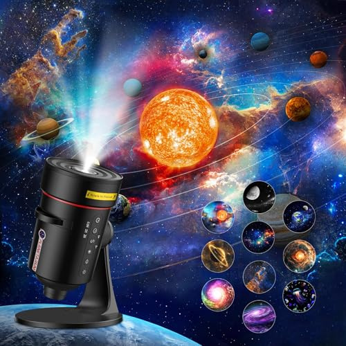 Astarama Galaxy Star Projecto,4K HD Planetarium Projector with 10 Film Discs,8 Color Night Light,Timer. Space Ceiling Nebula Skylight Home Theater Living Room Decor for Kid Adult Gift
