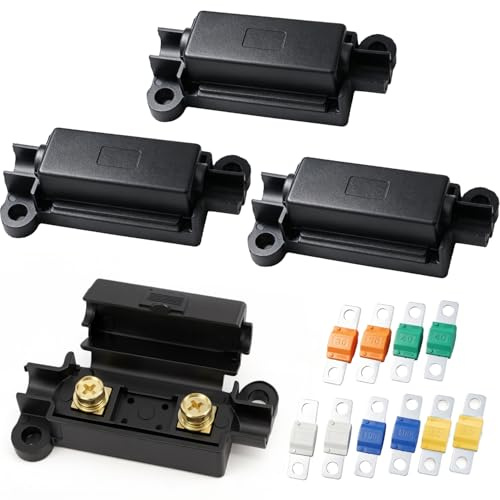 4 Pcs Midi Fuse Holders,with 10Pcs 30/40/60/80/100A,12V/24V Fuse Kit | High Current Automotive Fuse Holder Set, Universal, for Car,Truck, Bus,Caravan,Agricultural&Construction Vehicles