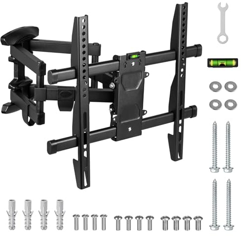 SIM Online - Supporto da parete per TV da 32-70 pollici, completamente mobile, orientabile, inclinabile, per schermo curvo e piatto, max. 40 kg, VESA fino a 400 x 400 mm, universale, incluso kit di