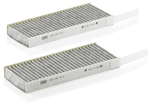 MANN-FILTER CUK 26 013-2 Innenraumfilter/Kabinenluftfilter - Pollenfilter mit Aktivkohle - (2er Set) für Pkw + Transporter