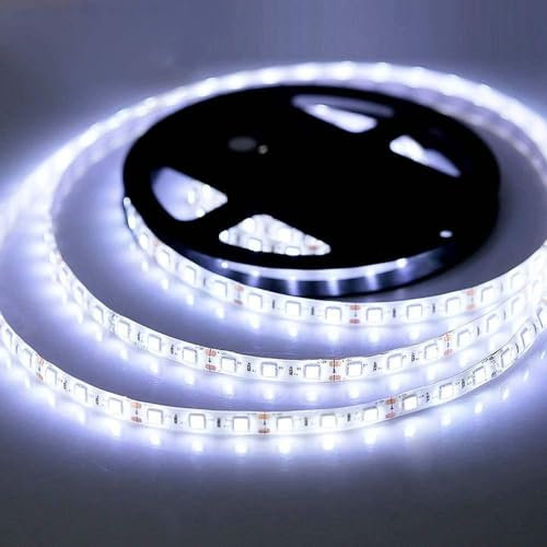 iNextStation 12V LED Strip Kaltweiß 5M, LED Streifen 6000-6500K SMD 5050 300 LEDs IP65 Wasserdicht Flexible Selbstklebend LED Lichtband Leiste für Innen Heim Party Küche Deko, Kein Netzteil