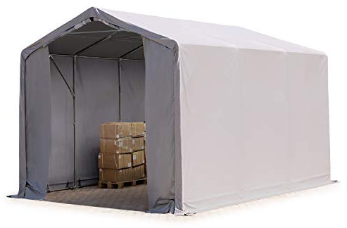 TOOLPORT Tendostruttura 4x6m Tendone Deposito altezza laterale 3m, telo in PVC 850 N, impermeabile, grigio