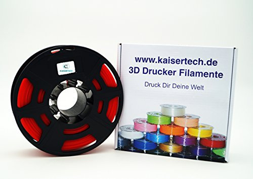Kaisertech | Filament PLA 1,75mm 1kg Spule 3D Drucker | PLA Filament 1kg Spool 3D Printer 1.75mm | sehr viele Farben | Toleranz beim Durchmesser liegt bei +/- 0,02mm | Flexible Rubber 1.75mm, Rot