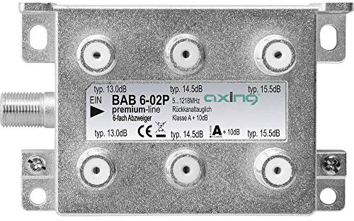 Axing BAB 6-02P 6-fach Abzweiger Kabelfernsehen CATV Multimedia DVB-T2 5-1218 MHz