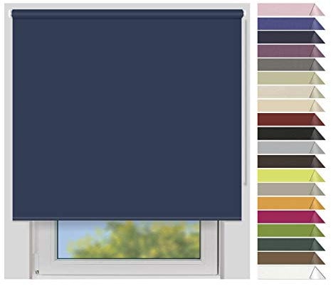 EFIXS Verdunklungsrollo Medium - 25 mm Welle - Breiten: 120-240 cm - Höhen bis 240 cm - Hier: 200 cm x 190 cm (Stoffbreite x Höhe) - Marine (7899) - lichtundurchlässig - Blickdicht