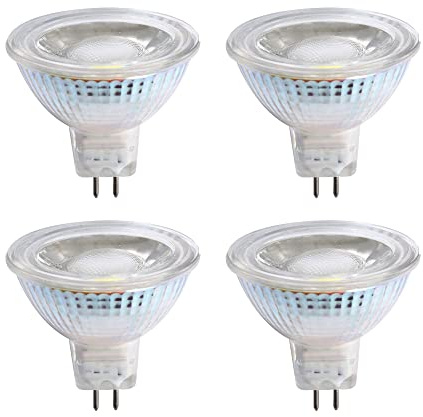 CTKcom MR16 5W AC/DC 12V COB LED Bulbs(4 Pack) Bi Pin Base, G5.3 50W Halogen Light Equivalent，Dimmable,3000K Warm White Ultra Bright LED Spot Light 12V Recessed Lighting