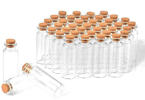 SHiZAK 40 pack 20 ml Mini Glass Jars Bottles with Cork Stoppers Clear Wish Bottles Cosmetics Container for DIY Arts Crafts Decoration, Weddings Favors Accessories