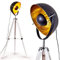 Stehlampe Jupiter, Vintage Stehleuchte in Schwarz/Gold aus Metall, Gestell aus Holz in Weiß, Ø 45cm, E27-Fassung, verstellbare Bodenleuchte im Retro-Design, ohne Leuchtmittel