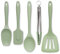 Zeal JSET45G Non-Stick Silicone Cooking Tongs, Turner, Spatula Spoon & Cook Spoon 5-Piece Set-Sage Green
